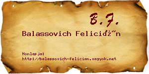 Balassovich Felicián névjegykártya